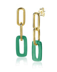 Zinzi zilveren oorhangers 14K geel verguld 34mm open ovaal groen agaat ZIO2208G, exclusief en kwalitatief hoogwaardig. Ontdek nu!