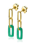 Zinzi zilveren oorhangers 14K geel verguld 34mm open ovaal groen agaat ZIO2208G, exclusief en kwalitatief hoogwaardig. Ontdek nu!