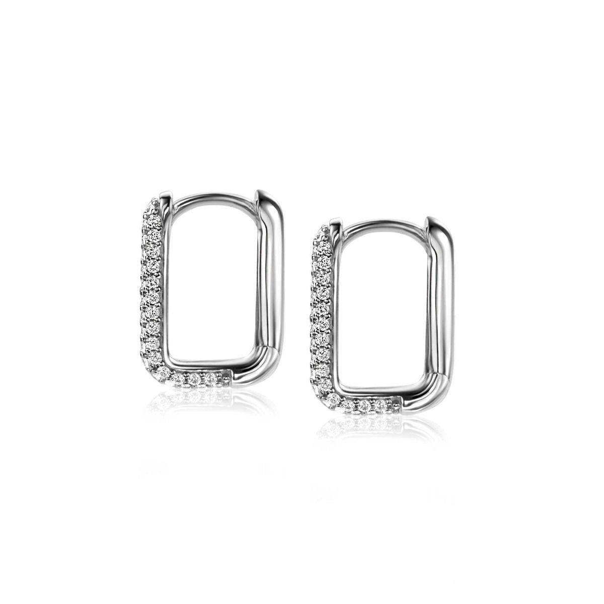Zinzi zilveren luxe oorringen 15x2mm rechthoekig met witte zirkonia&#39;s ZIO2221Z, exclusief en kwalitatief hoogwaardig. Ontdek nu!