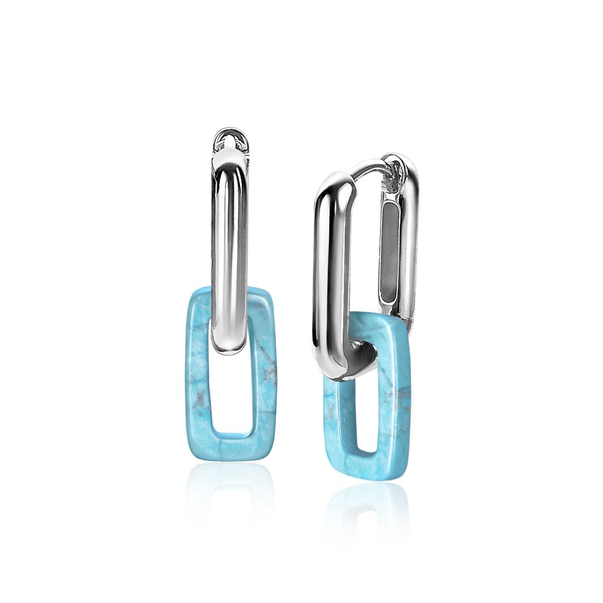 Zinzi oorbedels rechthoek 16mm turquoise howliet ZICH2228. Excl. oorringen., exclusief en kwalitatief hoogwaardig. Ontdek nu!