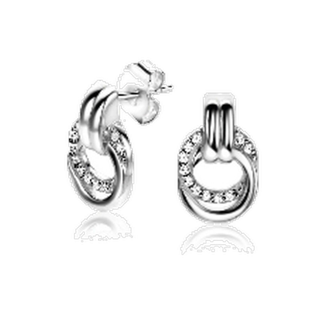 Zinzi zilveren oorstekers 13mm met elkaar verbonden ronde vormen glad en witte zirkonia ZIO2266, exclusief en kwalitatief hoogwaardig. Ontdek nu!