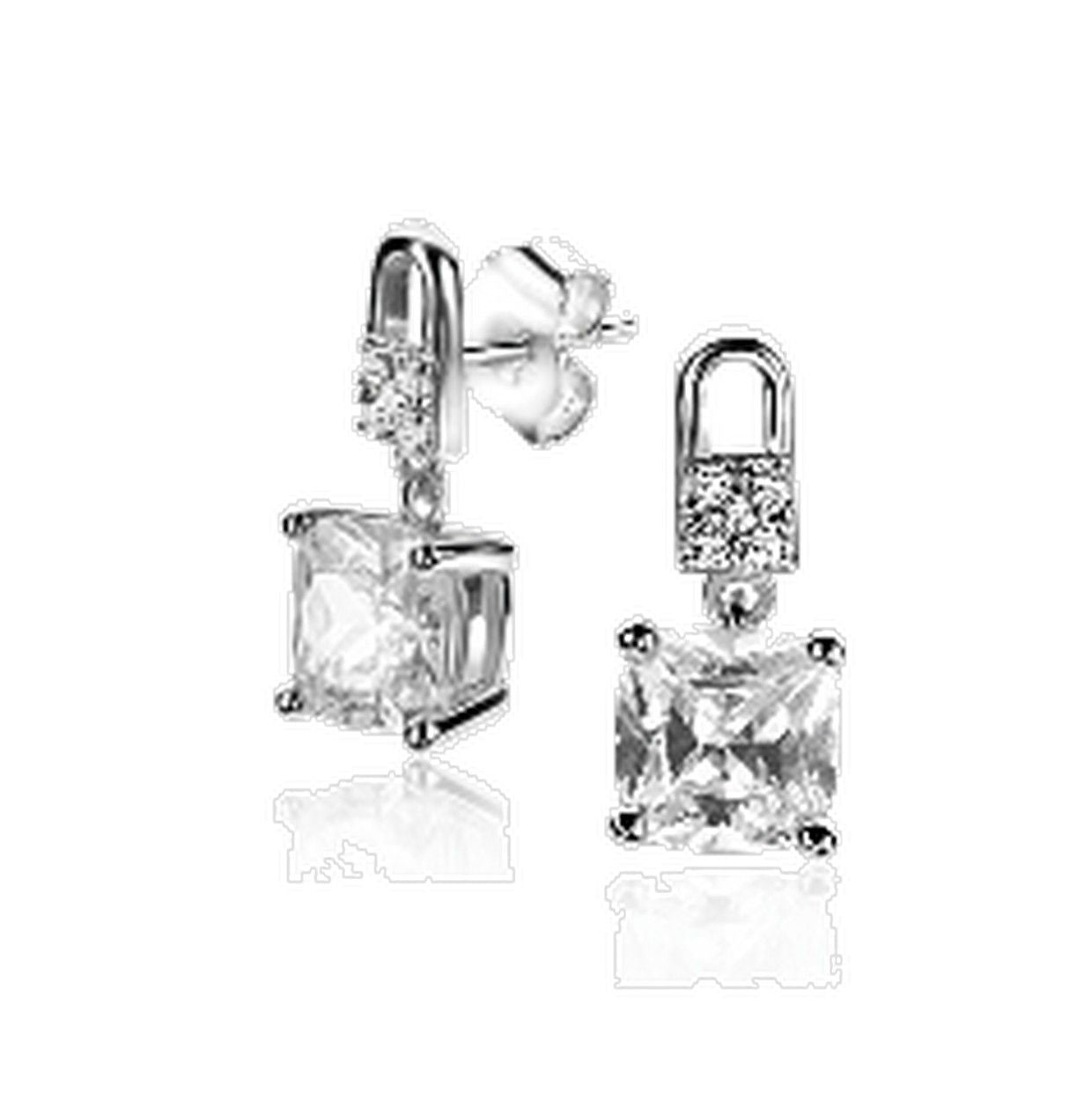 Zinzi zilveren oorstekers met vierkante witte zirkonia en pavé zettingen 15mm ZIO2268, exclusief en kwalitatief hoogwaardig. Ontdek nu!