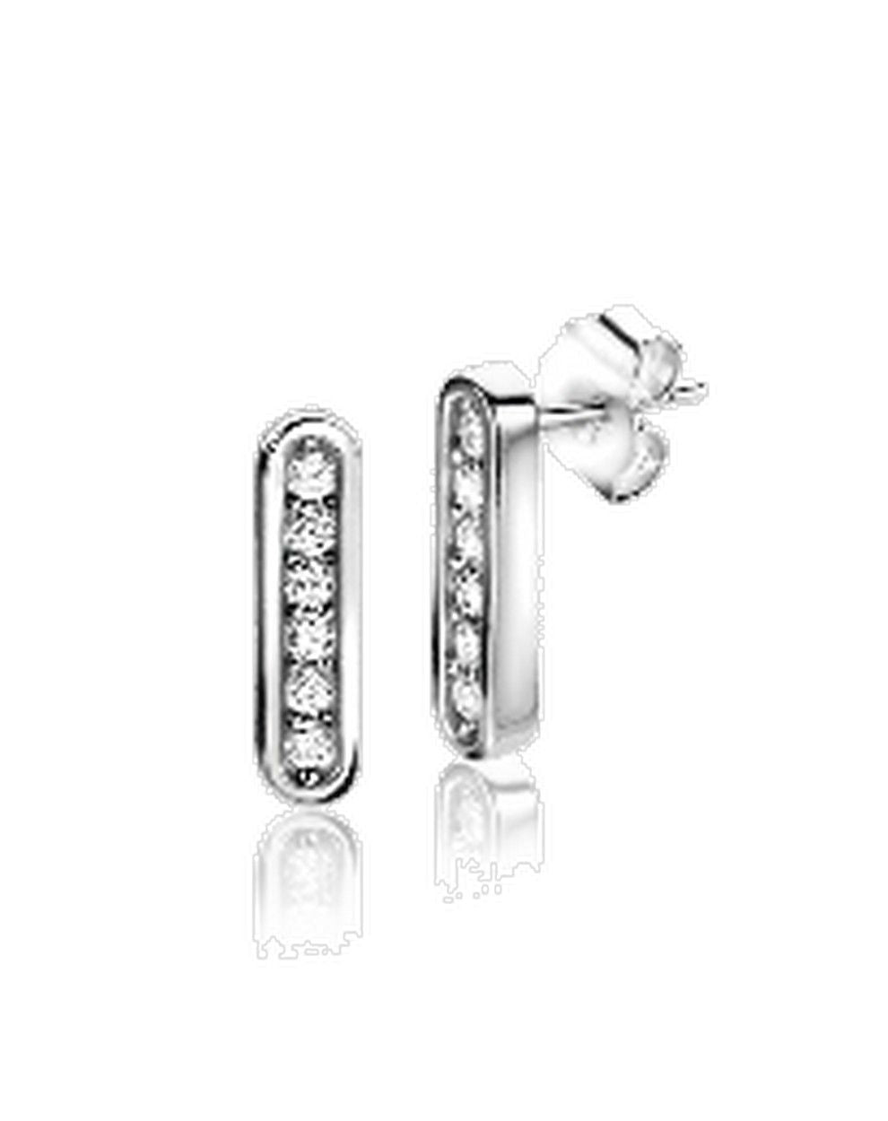 Zinzi zilveren oorstekers staafje 12mm ovale vorm bezet met witte zirkonia's ZIO2270, exclusief en kwalitatief hoogwaardig. Ontdek nu!