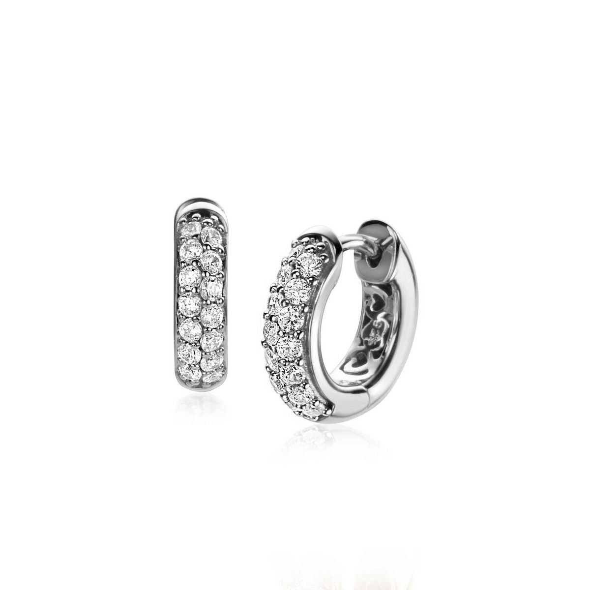 Zinzi zilveren luxe oorringen 14 x 4mm witte zirkonia&#39;s ZIO2317, exclusief en kwalitatief hoogwaardig. Ontdek nu!