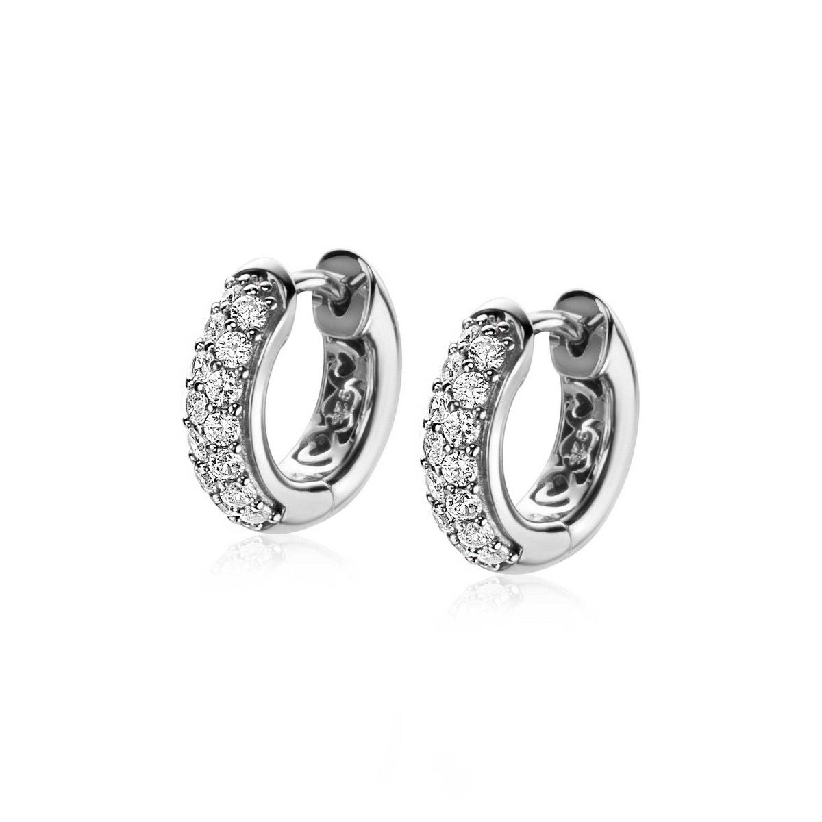 Zinzi zilveren luxe oorringen 14 x 4mm witte zirkonia&#39;s ZIO2317, exclusief en kwalitatief hoogwaardig. Ontdek nu!