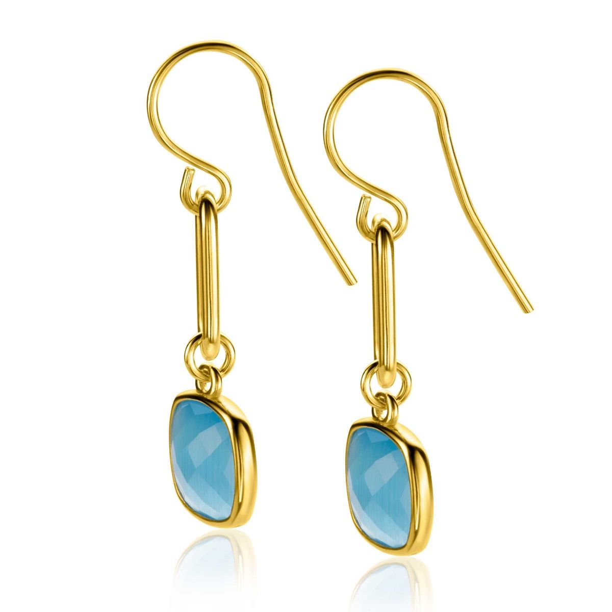 Zinzi gold plated zilveren oorhangers 35mm met paperclip schakel en turquoise kleursteen ZIO2332, exclusief en kwalitatief hoogwaardig. Ontdek nu!