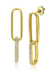 Zinzi gold plated zilveren oorhangers 38mm met ovale schakels en bezet met zirkonia's ZIO2371Y, exclusief en kwalitatief hoogwaardig. Ontdek nu!