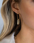 Zinzi gold plated zilveren oorhangers 38mm met ovale schakels en bezet met zirkonia's ZIO2371Y, exclusief en kwalitatief hoogwaardig. Ontdek nu!