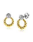 Zinzi bicolor zilveren oorknoppen 12mm rond kabel-design en witte zirkonia's ZIO2390Y, exclusief en kwalitatief hoogwaardig. Ontdek nu!
