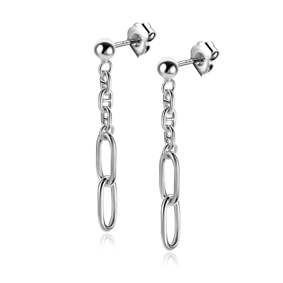 Zinzi zilveren oorstekers met fijne marine schakels ZIO2413, exclusief en kwalitatief hoogwaardig. Ontdek nu!