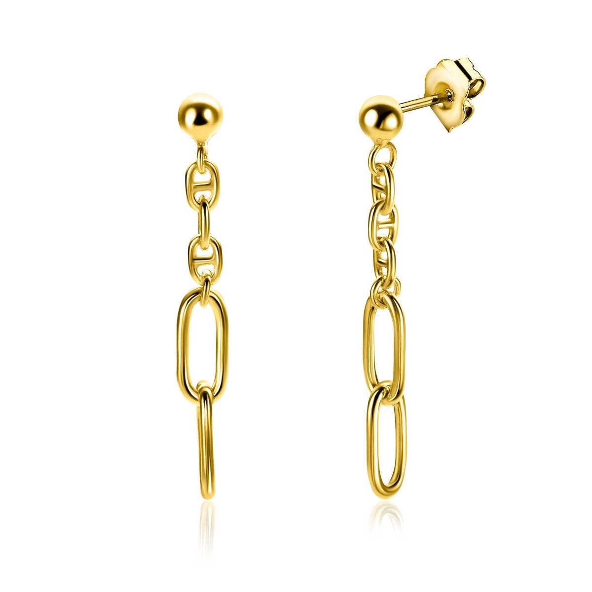 Zinzi gold plated zilveren oorstekers met fijne marine schakels ZIO2413G, exclusief en kwalitatief hoogwaardig. Ontdek nu!