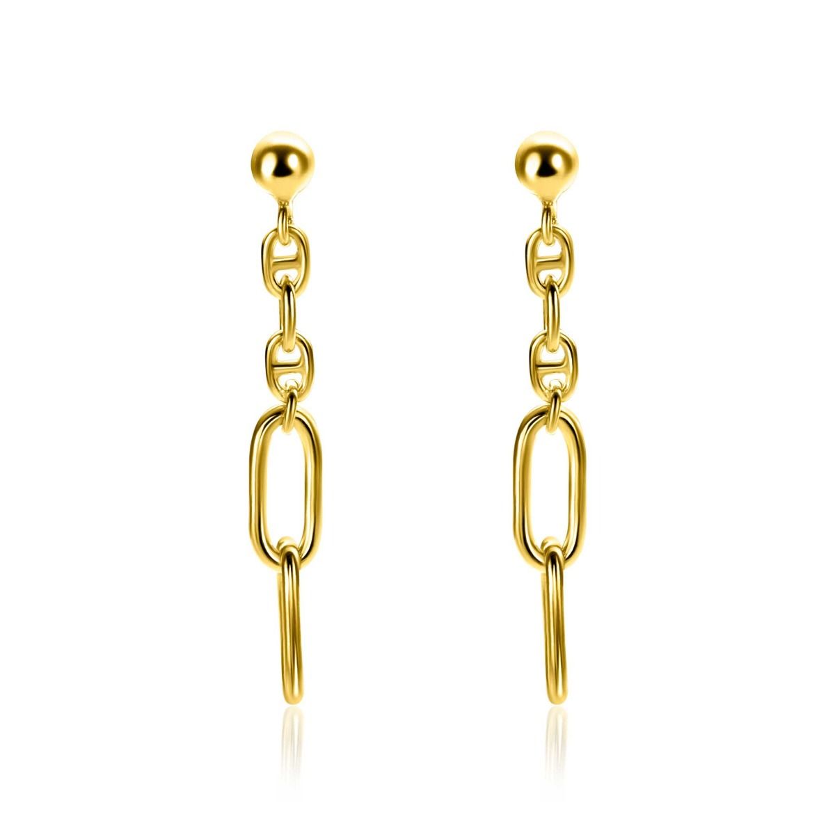 Zinzi gold plated zilveren oorstekers met fijne marine schakels ZIO2413G, exclusief en kwalitatief hoogwaardig. Ontdek nu!