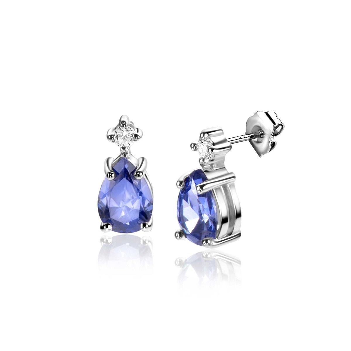 Zinzi zilveren oorstekers peervorm indigo blauw en witte zirkonia ZIO2440, exclusief en kwalitatief hoogwaardig. Ontdek nu!