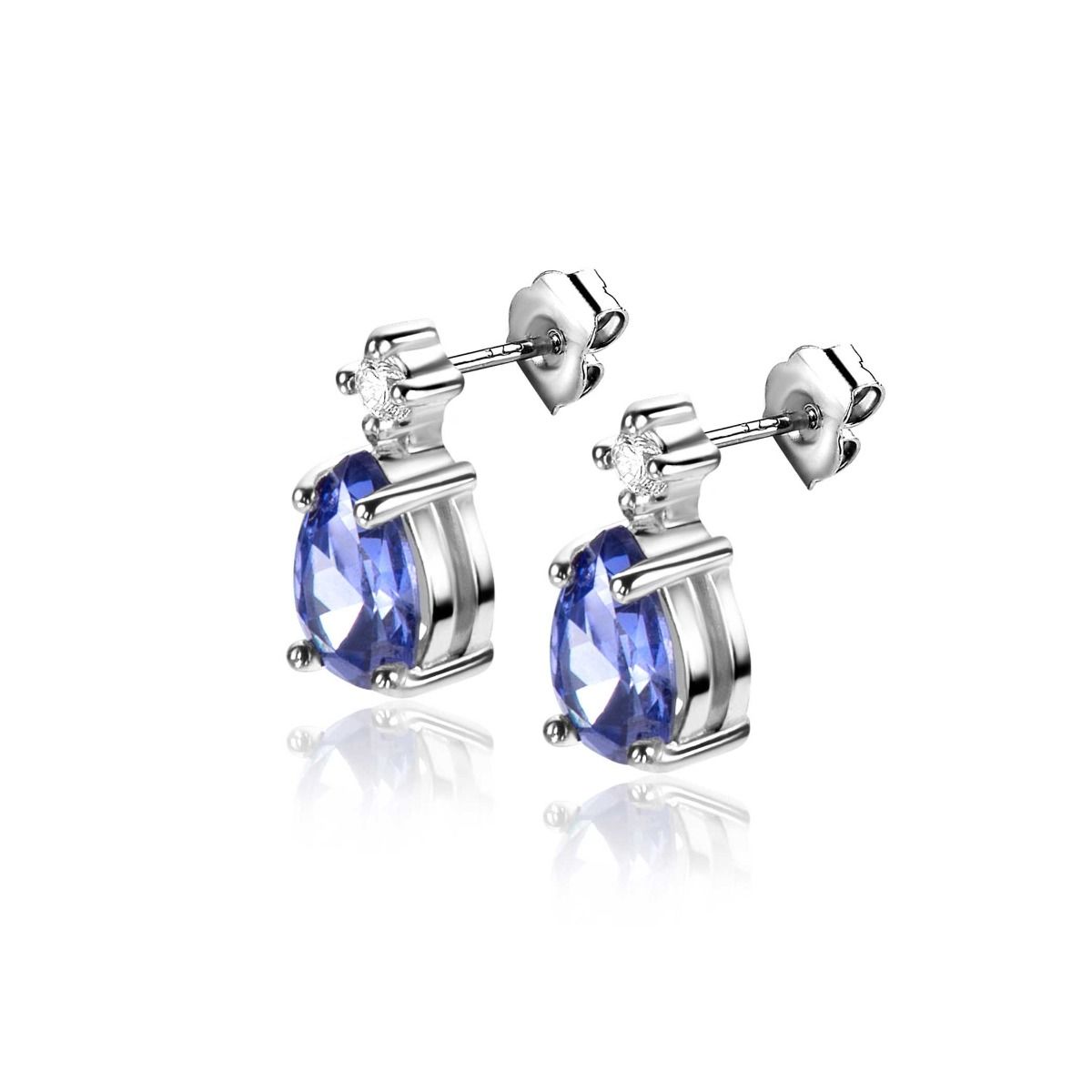 Zinzi zilveren oorstekers peervorm indigo blauw en witte zirkonia ZIO2440, exclusief en kwalitatief hoogwaardig. Ontdek nu!