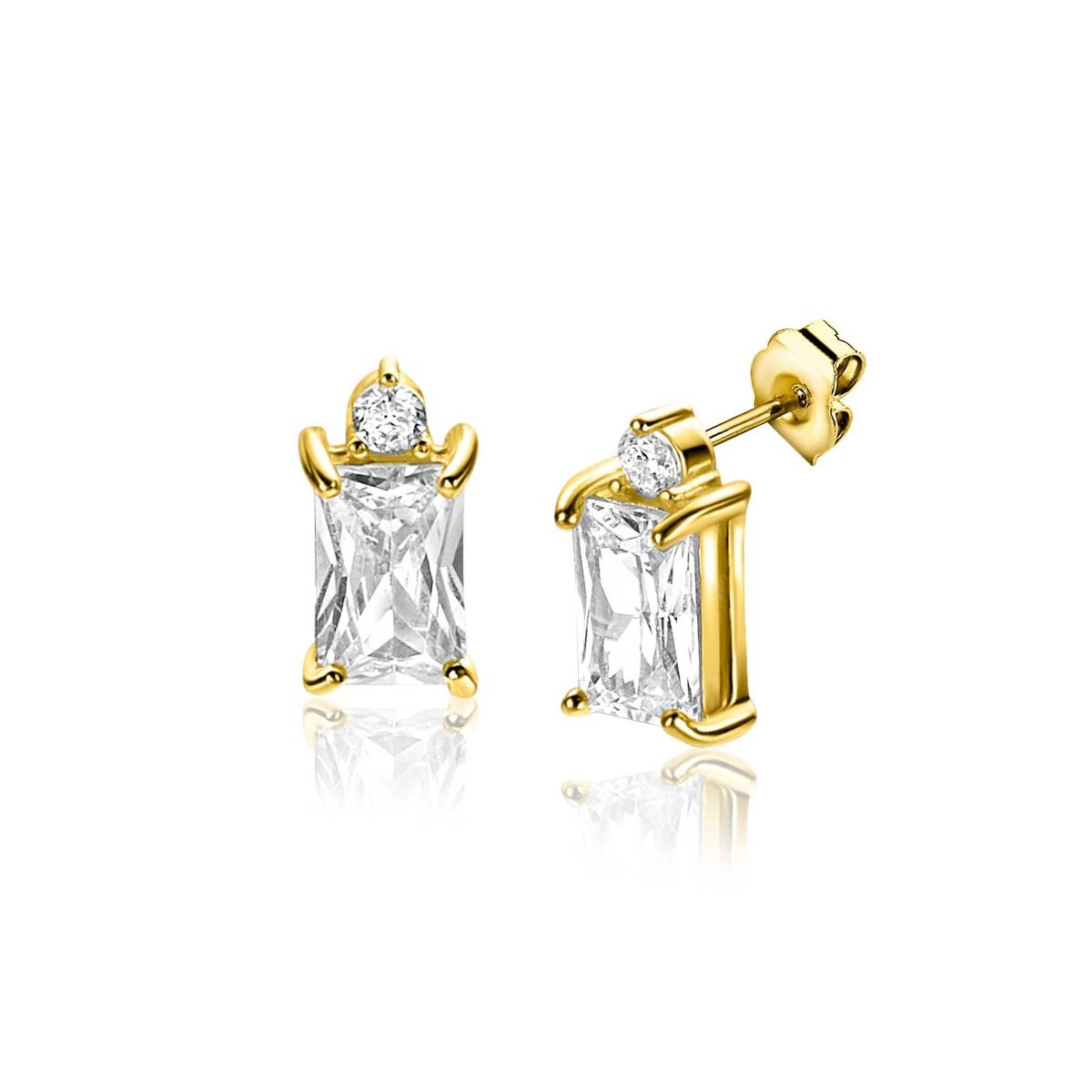 Zinzi gold plated zilveren oorstekers baguette rechthoek wit ZIO2441, exclusief en kwalitatief hoogwaardig. Ontdek nu!
