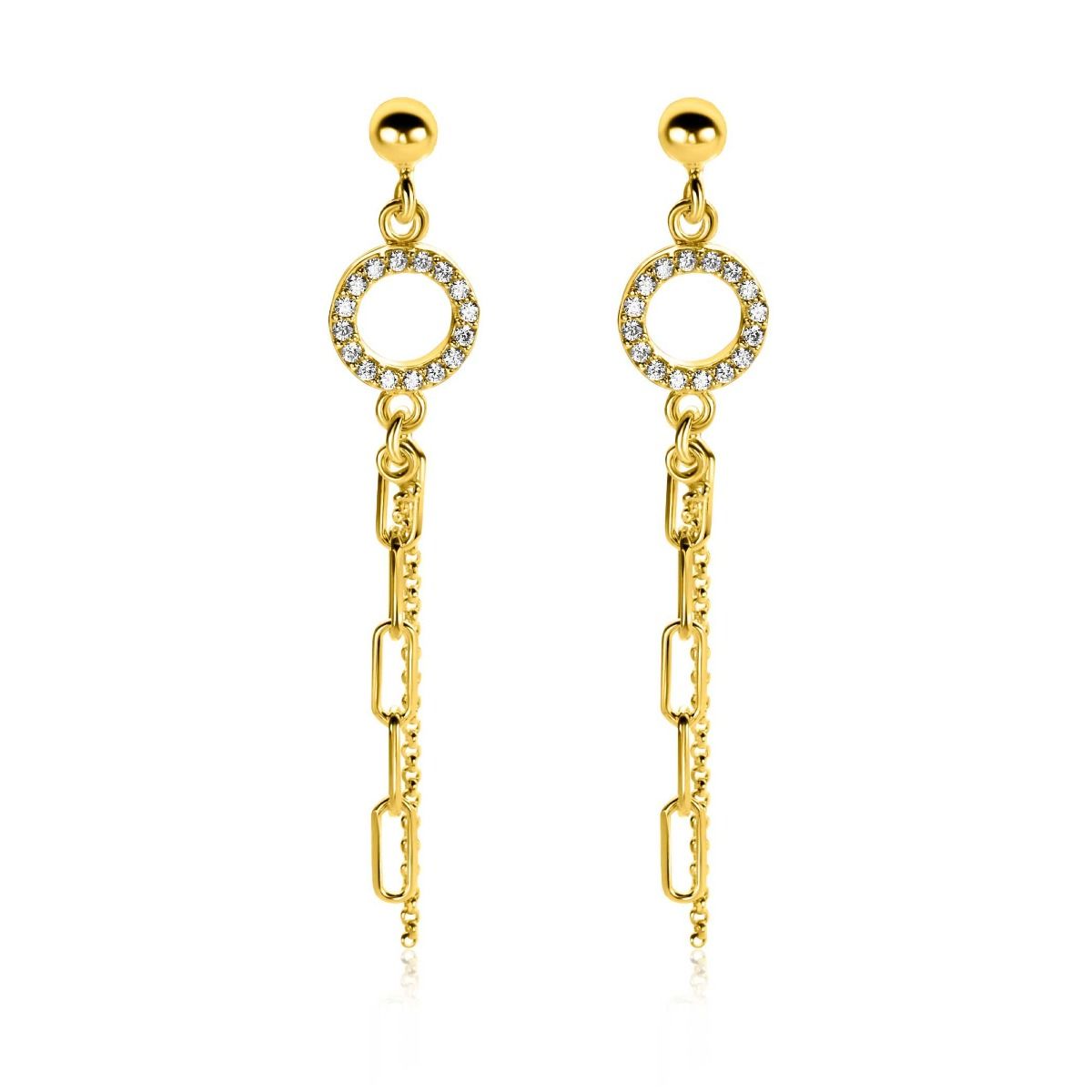 Zinzi gold plated zilveren oorstekers paperclip hangers ZIO2464Y, exclusief en kwalitatief hoogwaardig. Ontdek nu!