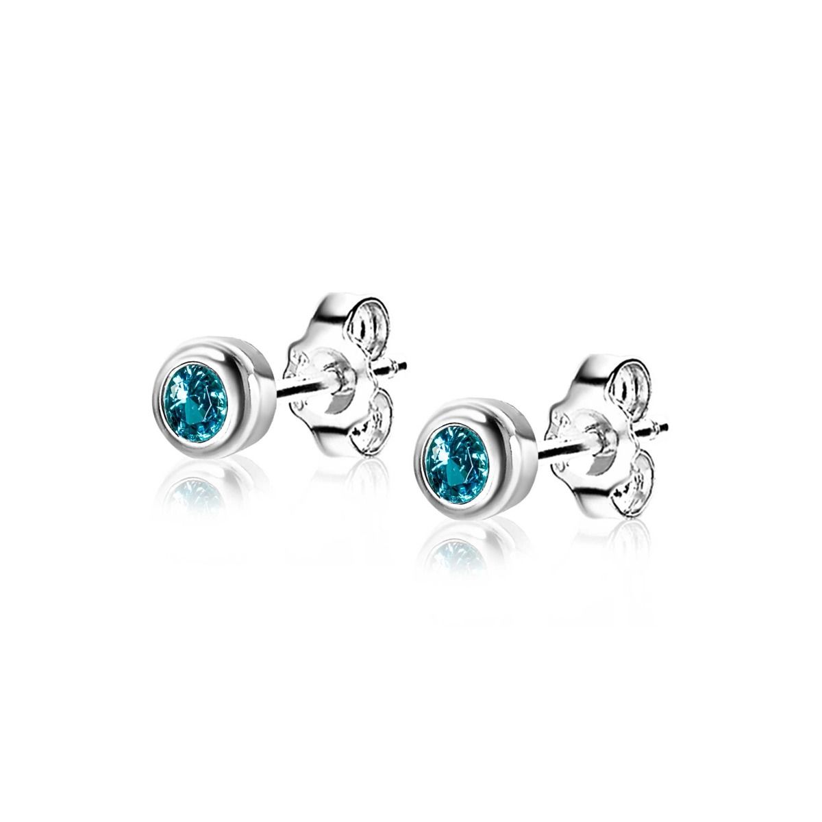 Zinzi's "Aqua Dream" - 4mm Zilveren Oorknoppen met Geboortesteen Blauw Aquamarijn Zirconia ZIOZ-MRT, exclusief en kwalitatief hoogwaardig. Ontdek nu!