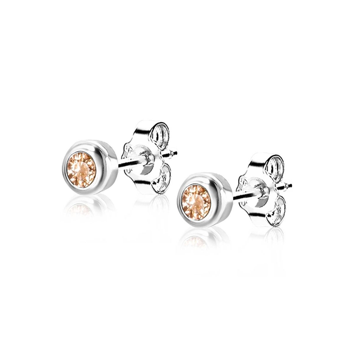 Zinzi's "Citrus Sunshine" - 4mm Zilveren Oorknoppen met Geboortesteen Geel Citrien Zirconia ZIOZ-NOV, exclusief en kwalitatief hoogwaardig. Ontdek nu!