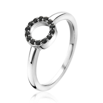 Zinzi zilveren ring rond open zwart ZIR1063Z, exclusief en kwalitatief hoogwaardig. Ontdek nu!