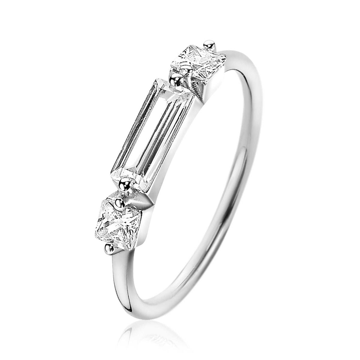 Zinzi zilveren ring baguette rechthoek vierkant wit ZIR2056, exclusief en kwalitatief hoogwaardig. Ontdek nu!