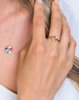 Zinzi zilveren ring 14K geel verguld 8,5mm bezet regenboog ZIR2172, exclusief en kwalitatief hoogwaardig. Ontdek nu!
