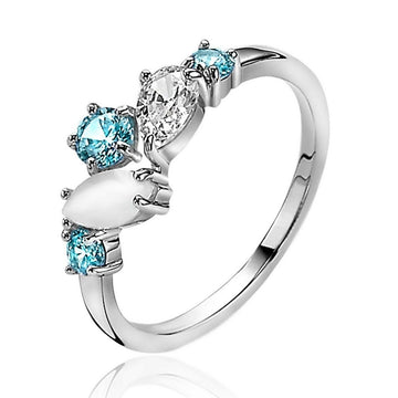 Zinzi zilveren ring speelse vormen lichtblauw en wit ZIR2189, exclusief en kwalitatief hoogwaardig. Ontdek nu!