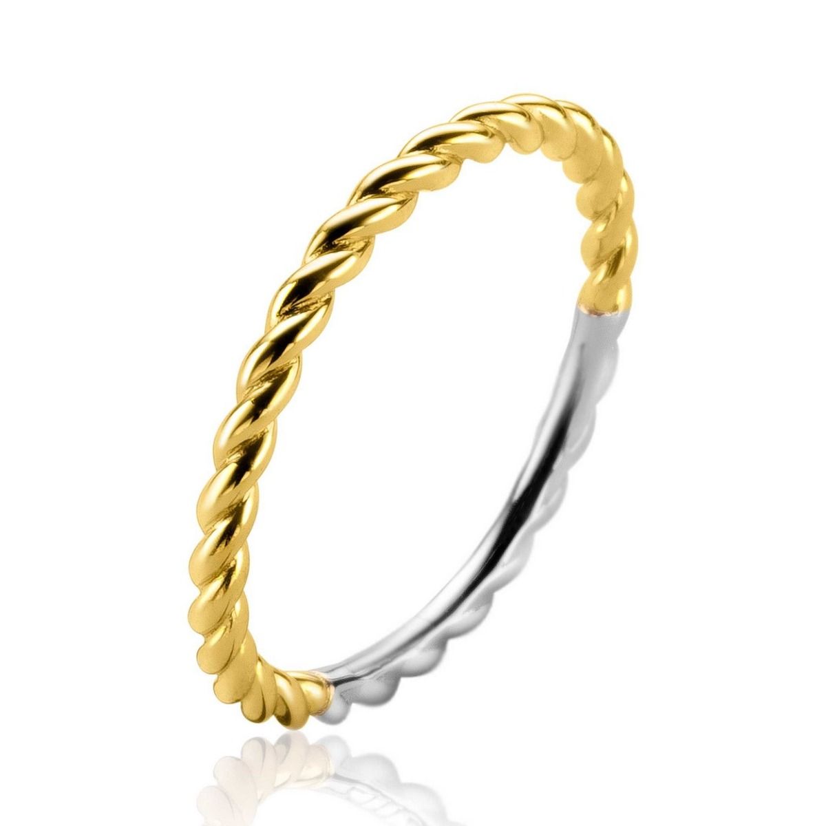 Zinzi zilveren ring extra 14K geel verguld gedraaid design 2mm ZIR2247, exclusief en kwalitatief hoogwaardig. Ontdek nu!
