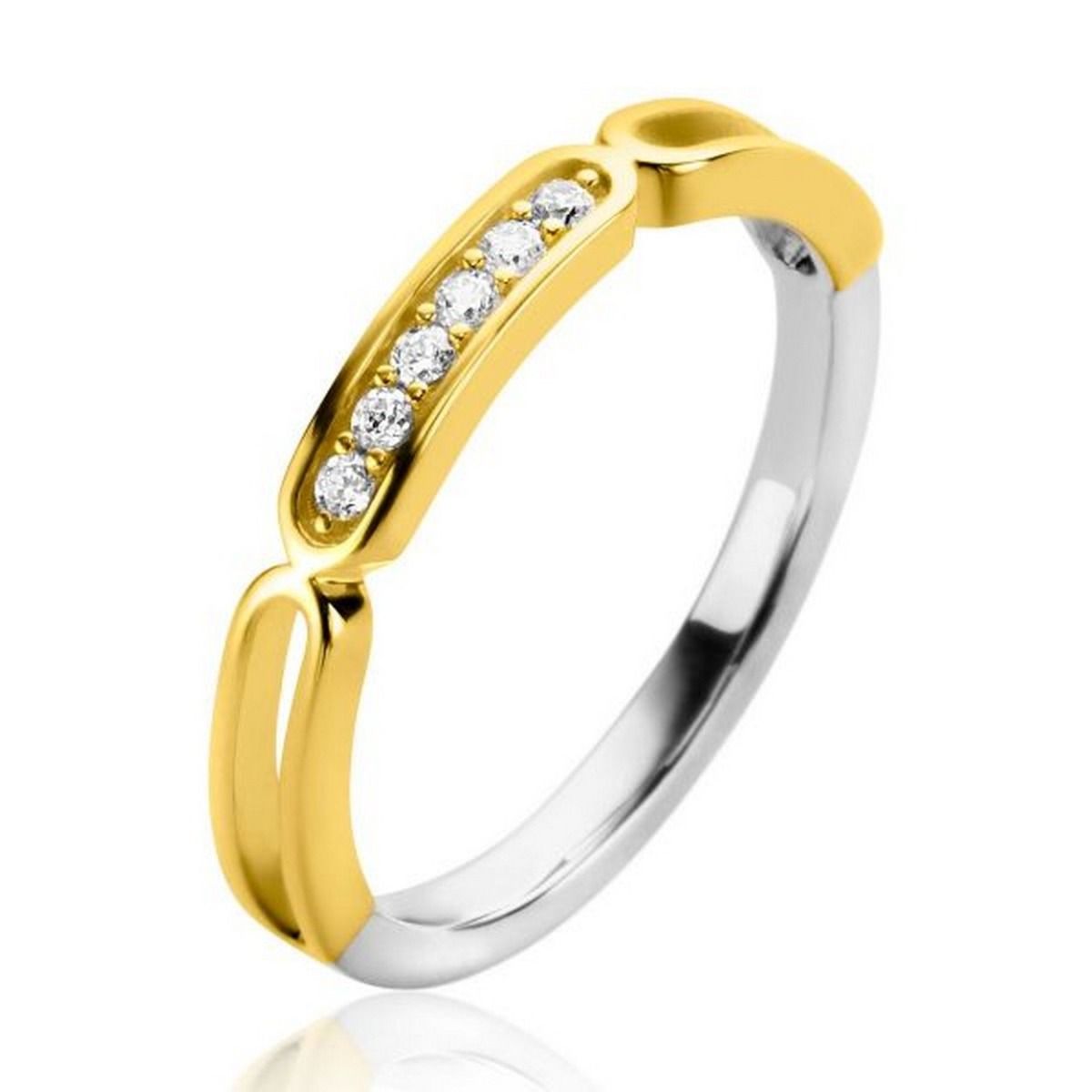 Zinzi gold plated zilveren aanschuifring 3mm breed met trendy ovale vormen wit ZIR2270Y, exclusief en kwalitatief hoogwaardig. Ontdek nu!