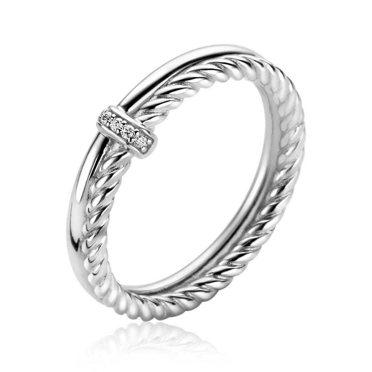Zinzi zilveren multi-look ring glad gedraaide buis met witte zirkonia&#39;s ZIR2324, exclusief en kwalitatief hoogwaardig. Ontdek nu!